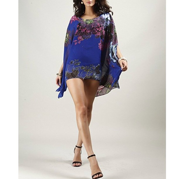 Batwing Floral Print Tunic Cover Up - Picture 3 of 5